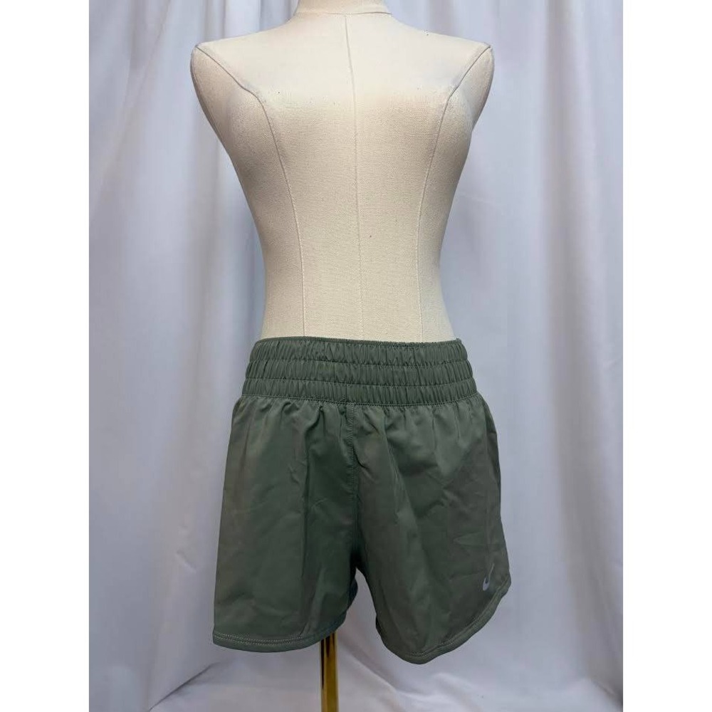 Nike Dri-FIT Womens Running Shorts Olive Green Elastic Waist Athletic Size S